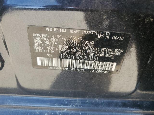 JF1GPAY68GH288151 - 2016 SUBARU IMPREZA SPORT LIMITED GRAY photo 12