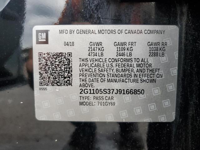 2G1105S37J9166850 - 2018 CHEVROLET IMPALA LT BLACK photo 12