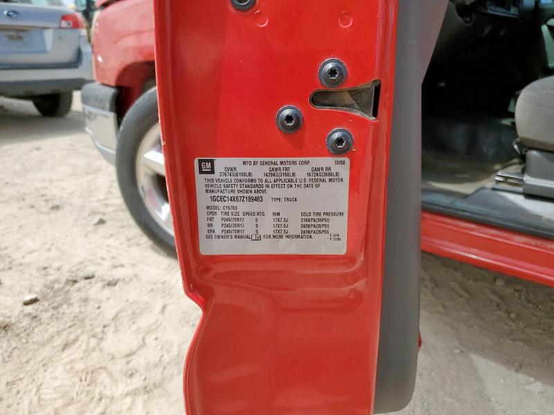 1GCEC14X67Z189463 - 2007 CHEVROLET SILVERADO C1500 CLASSIC Qırmızı foto 12