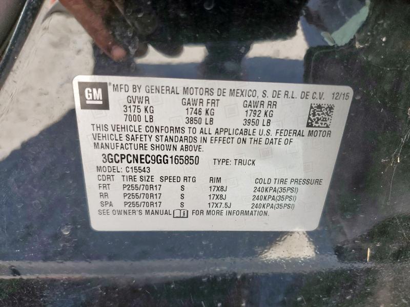 3GCPCNEC9GG165850 - 2016 CHEVROLET SILVERADO C1500 შავი ფოტო 12