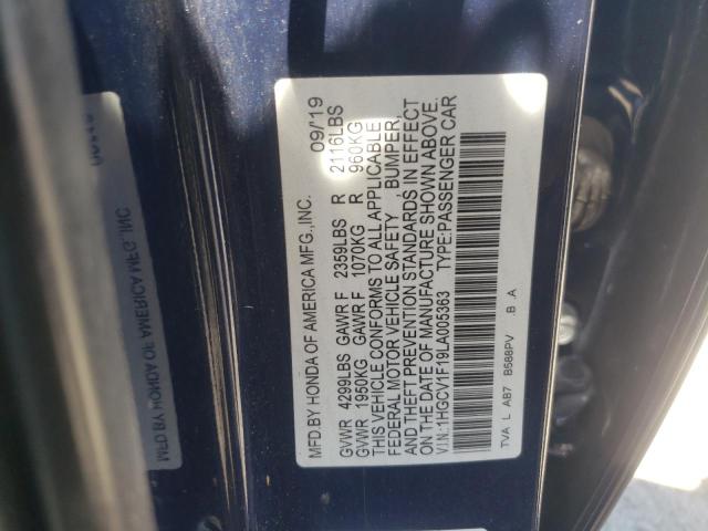 1HGCV1F19LA005363 - 2020 HONDA ACCORD LX BLUE photo 12