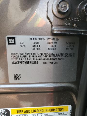 1G4GE5EDXBF218192 - 2011 BUICK LACROSSE CXS Qəhvəyi foto 12