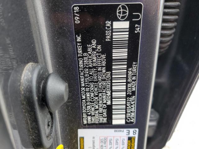 NMTKHMBXXKR072048 - 2019 TOYOTA C-HR XLE GRAY photo 12