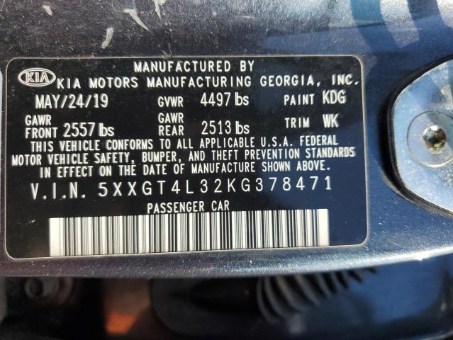 5XXGT4L32KG378471 - 2019 KIA OPTIMA LX 灰色 照片 12
