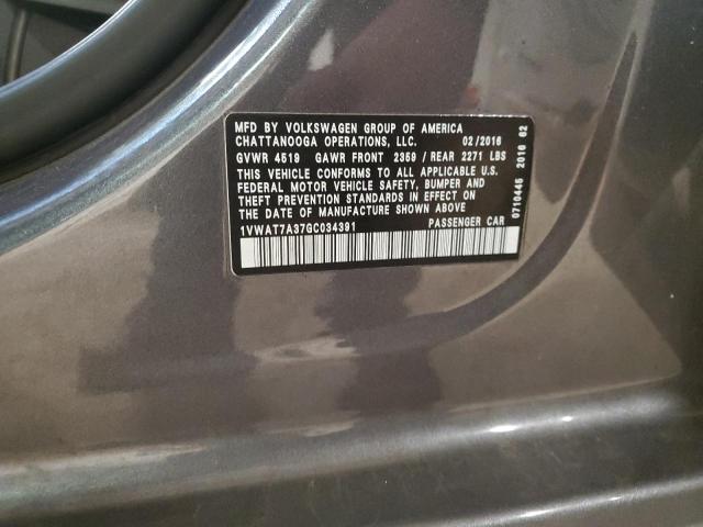 1VWAT7A37GC034391 - 2016 VOLKSWAGEN PASSAT S გრაფიტი ფოტო 13