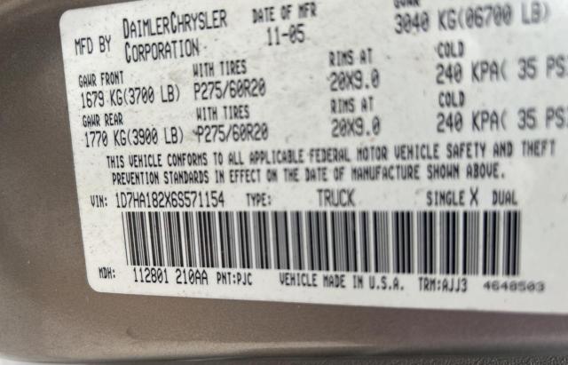 1D7HA182X6S571154 - 2006 DODGE RAM 1500 ST 金色 照片 10
