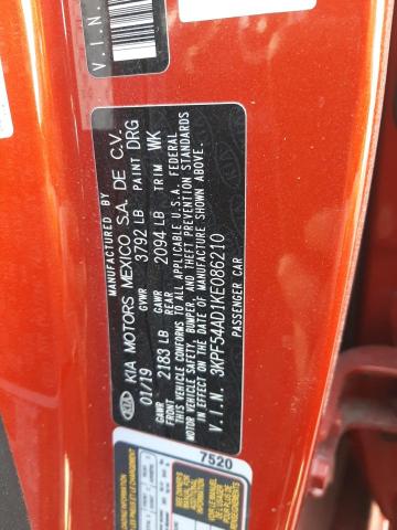 3KPF54AD1KE086210 - 2019 KIA FORTE EX ORANGE photo 13