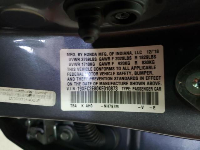 19XFC2E80KE010873 - 2019 HONDA CIVIC SPORT 石墨色 照片 10