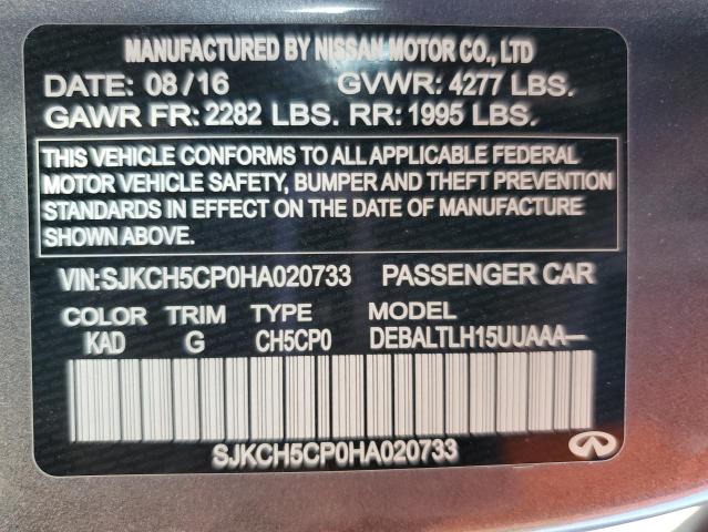 SJKCH5CP0HA020733 - 2017 INFINITI QX30 BASE رمادي صورة 13