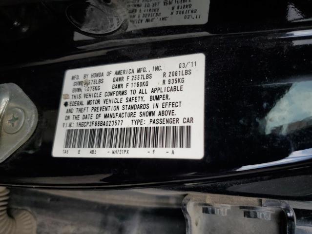 1HGCP3F86BA023577 - 2011 HONDA ACCORD EXL BLACK photo 12