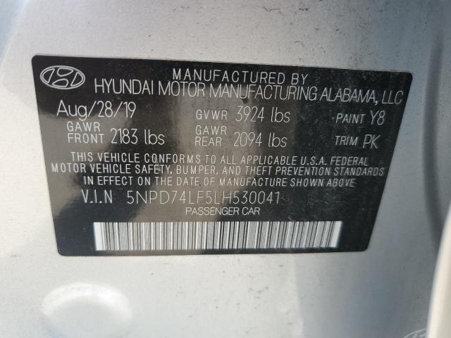 5NPD74LF5LH530041 - 2020 HYUNDAI ELANTRA SE SILVER photo 12