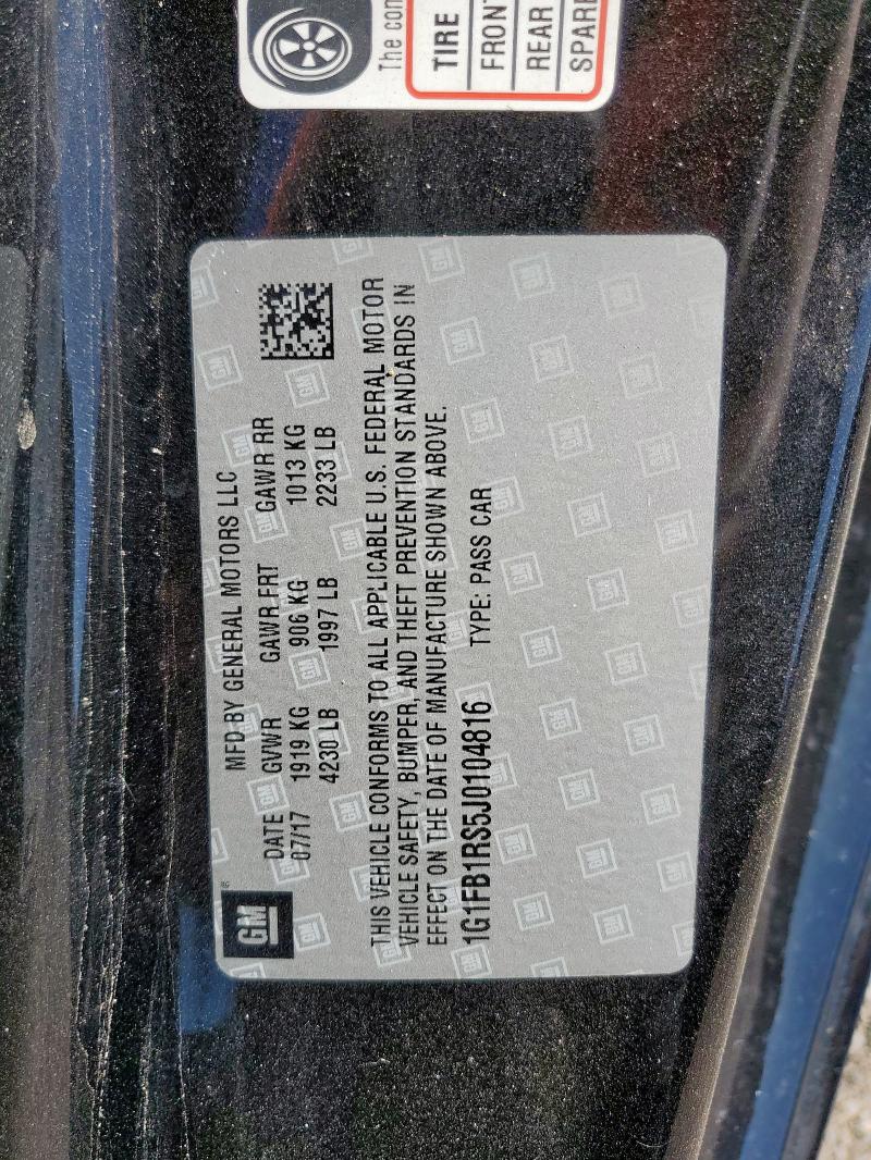 1G1FB1RS5J0104816 - 2018 CHEVROLET CAMARO LT 黑色 照片 12