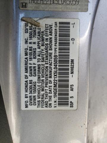 1HGEM221X5L045059 - 2005 HONDA CIVIC DX VP Gümüş foto 12