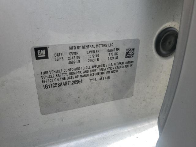 1G11C5SA4GF120964 - 2016 CHEVROLET MALIBU LIM LT 银色 照片 12