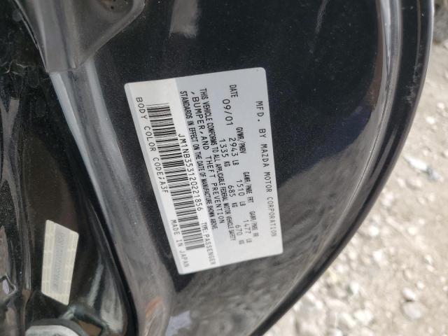 JM1NB353120221856 - 2002 MAZDA MX-5 MIATA BASE BLACK photo 12