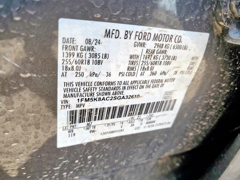 1FM5K8AC2SGA32610 - 2025 FORD EXPLORER POLICE INTERCEPTOR Gris foto 13