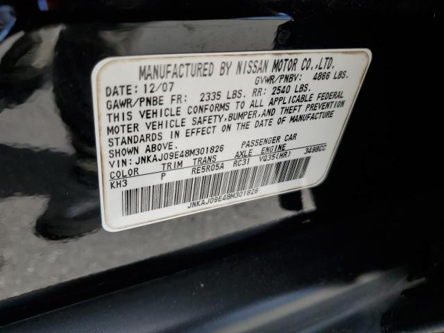 JNKAJ09E48M301826 - 2008 INFINITI EX35 BASE Սև լուսանկար 14