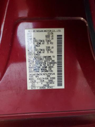 5N1AR18W26C652954 - 2006 NISSAN PATHFINDER LE მუქწითელი ფოტო 12