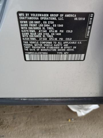 1V2MR2CA4JC573604 - 2018 VOLKSWAGEN ATLAS SEL فضي صورة 13