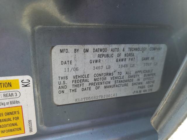 KL1TD56627B109141 - 2007 CHEVROLET AVEO BASE Mavi foto 13