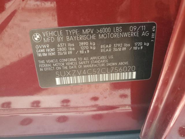 5UXZV4C52CL756020 - 2012 BMW X5 XDRIVE35I BURGUNDY photo 13