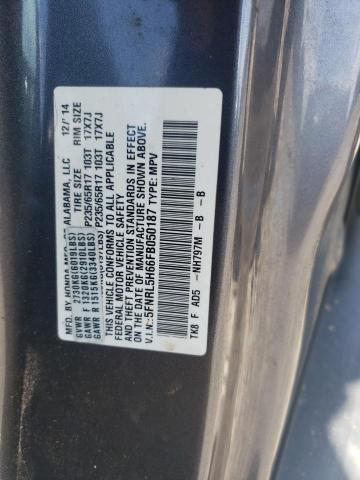 5FNRL5H66FB050187 - 2015 HONDA ODYSSEY EXL CHARCOAL photo 14