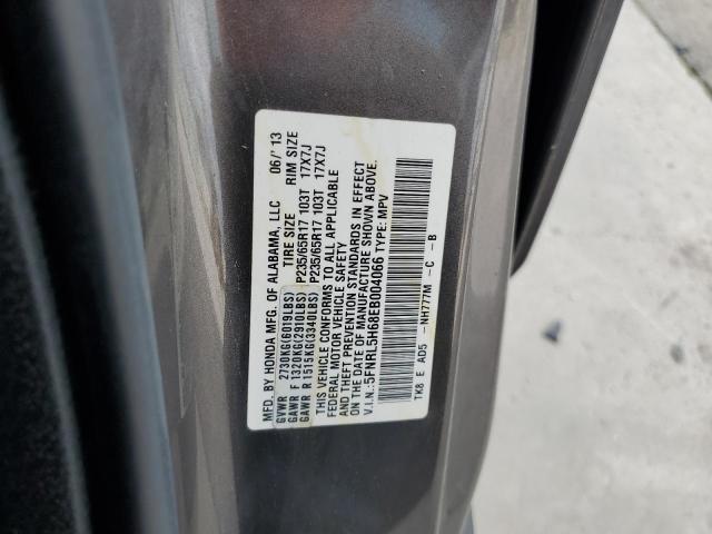 5FNRL5H68EB004066 - 2014 HONDA ODYSSEY EXL GRAY photo 13