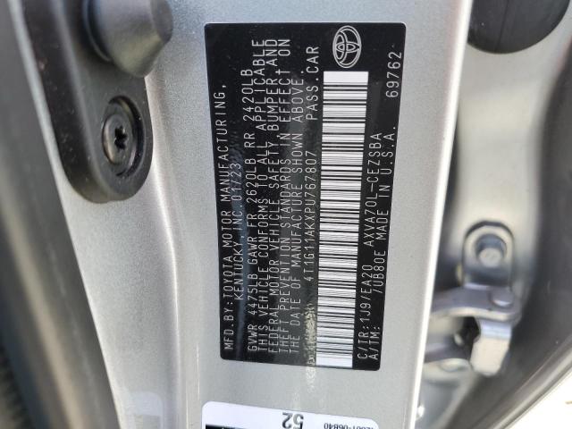 4T1G11AKXPU767807 - 2023 TOYOTA CAMRY SE NIGHT SHADE SILVER photo 12