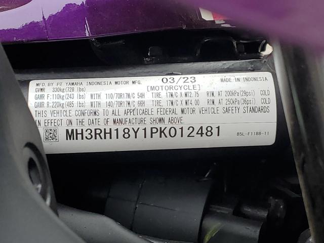 MH3RH18Y1PK012481 - 2023 YAMAHA YZFR3 A PURPLE photo 10