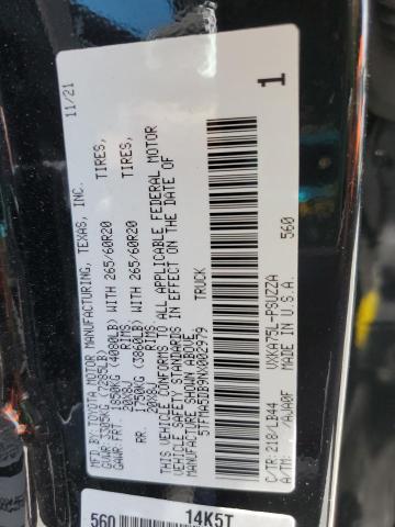 5TFMA5DB9NX002979 - 2022 TOYOTA TUNDRA CREWMAX PLATINUM Қара фото 12