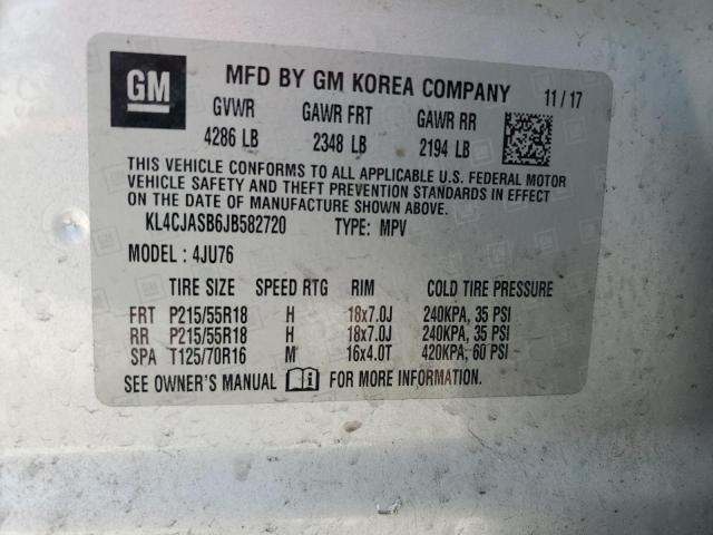 KL4CJASB6JB582720 - 2018 BUICK ENCORE PREFERRED SILVER photo 13