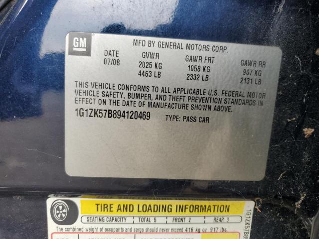 1G1ZK57B894120469 - 2009 CHEVROLET MALIBU LTZ ლურჯი ფოტო 12