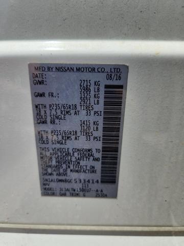 5N1AL0MN8GC533414 - 2016 INFINITI QX60 WHITE photo 13