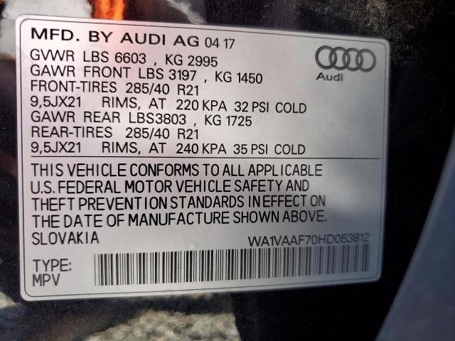 WA1VAAF70HD053812 - 2017 AUDI Q7 PRESTIGE BLACK photo 13