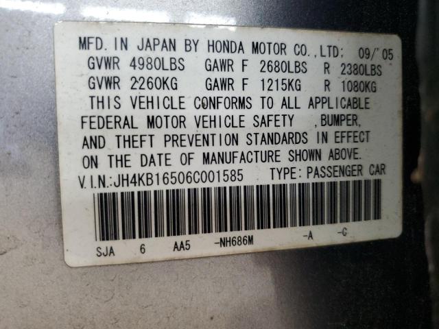 JH4KB16506C001585 - 2006 ACURA RL 灰色 照片 12