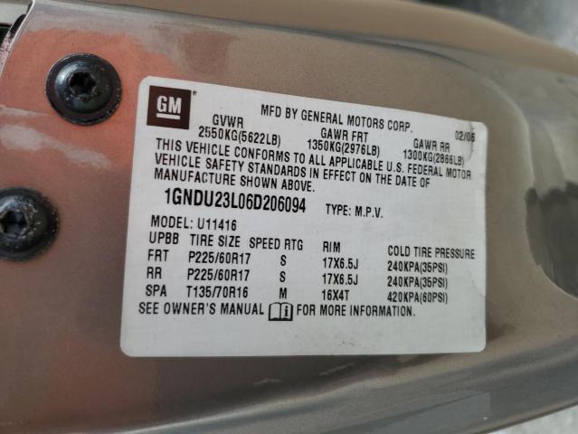 1GNDU23L06D206094 - 2006 CHEVROLET UPLANDER LS BROWN photo 13