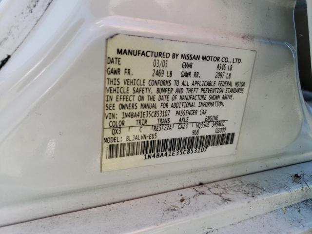 1N4BA41E35C853107 - 2005 NISSAN MAXIMA SE WHITE photo 13