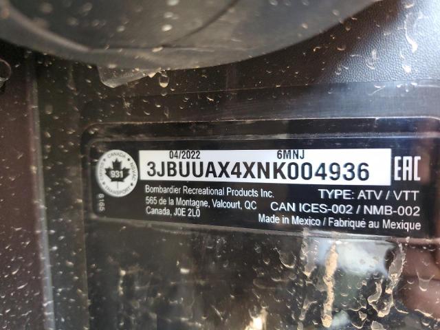 3JBUUAX4XNK004936 - 2022 CAN-AM DEFENDER LIMITED CAB HD10 BLUE photo 12