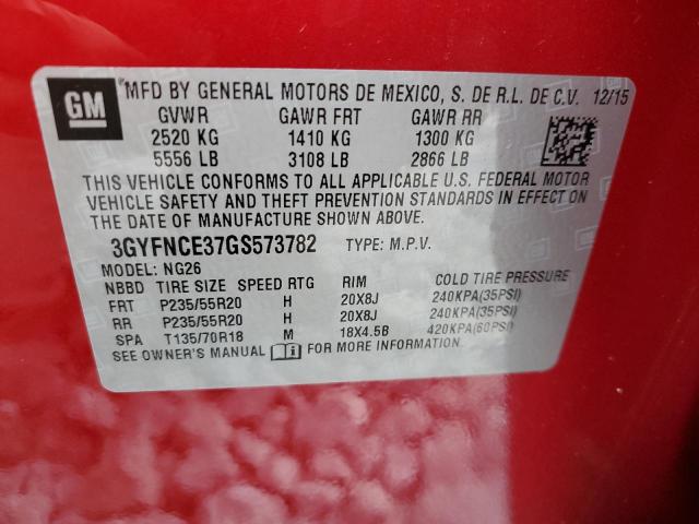 3GYFNCE37GS573782 - 2016 CADILLAC SRX PERFORMANCE COLLECTION Czerwony zdjęcie 13