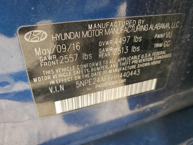 5NPE24AF6HH440443 - 2017 HYUNDAI SONATA SE BLUE photo 13