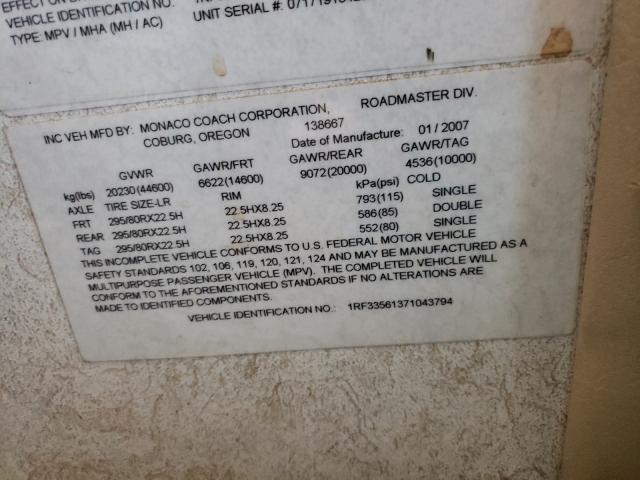 1RF33561371043794 - 2007 ROADMASTER RAIL MTRHM ყავისფერი ფოტო 10