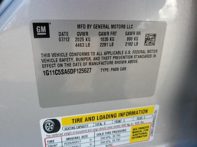 1G11C5SA6DF125627 - 2013 CHEVROLET MALIBU 1LT SILVER photo 12