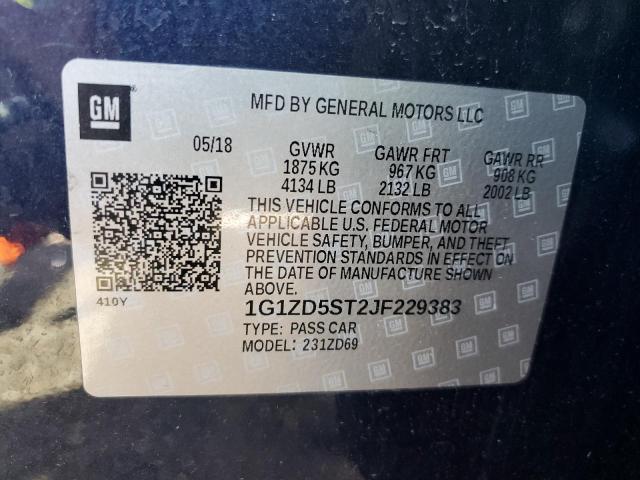 1G1ZD5ST2JF229383 - 2018 CHEVROLET MALIBU LT Blau Foto 13