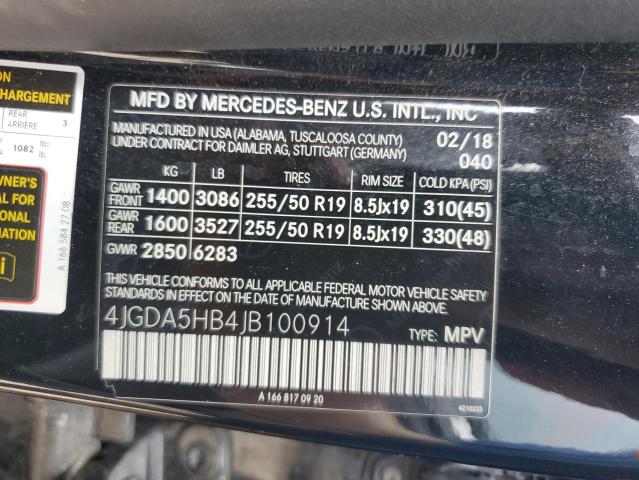 4JGDA5HB4JB100914 - 2018 MERCEDES-BENZ GLE 350 4MATIC BLACK photo 13