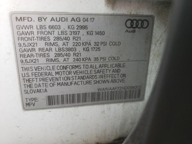 WA1VAAF72HD056002 - 2017 AUDI Q7 PRESTIGE WHITE photo 13