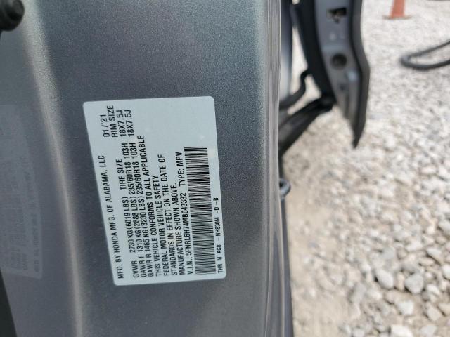 5FNRL6H74MB043332 - 2021 HONDA ODYSSEY EXL GRAY photo 13