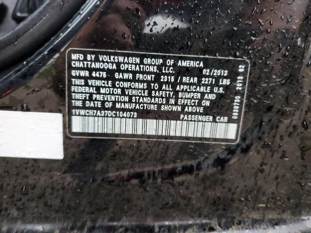 1VWCH7A37DC104073 - 2013 VOLKSWAGEN PASSAT SEL Чорний фото 13
