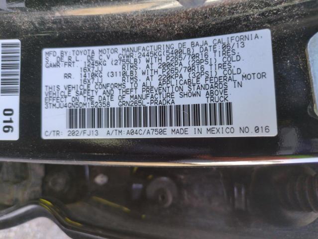 3TMJU4GN5DM152358 - 2013 TOYOTA TACOMA DOUBLE CAB PRERUNNER BLACK photo 13