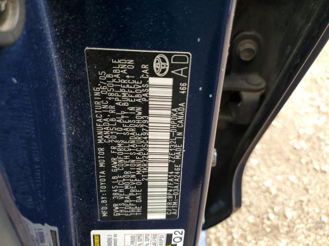 2T1KR32E35C497793 - 2005 TOYOTA COROLLA MA XR BLUE photo 12