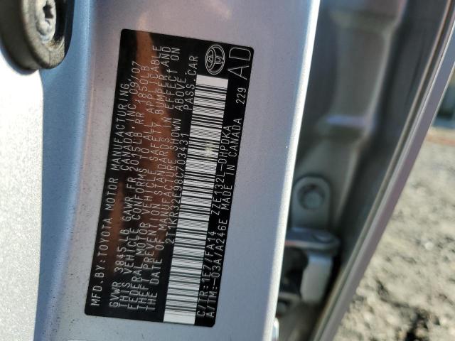 2T1KR32E98C703431 - 2008 TOYOTA COROLLA MA XR SILVER photo 12